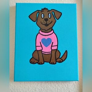 Cute Dog Canvas Painting | Hand Painted Acrylic Art | Pet Lover Wall Decor 8x10